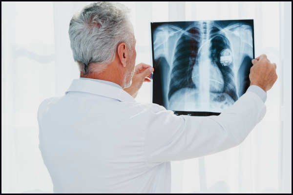 A Radiologist examining the Chest X-ray image